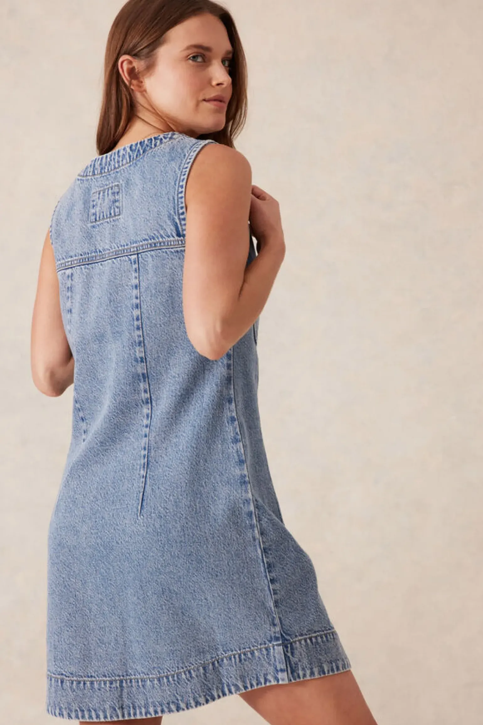 Ceres Life Seamed Mini Shift Dress - Mid Vintage Blue