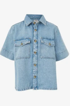 Ceres Life Short Sleeve Boxy Shirt - Vintage Blue Denim