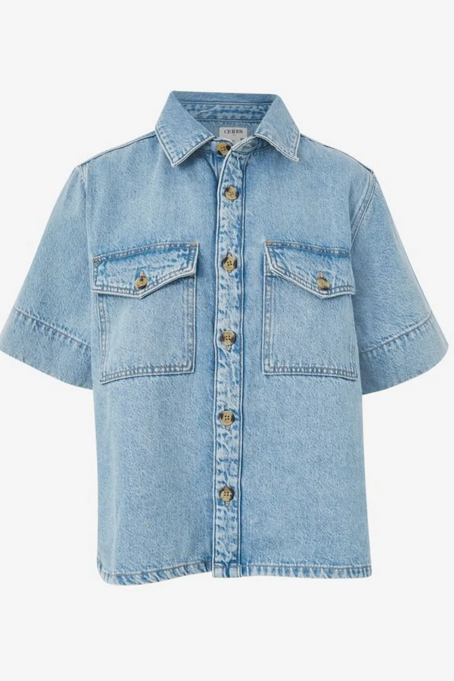 Ceres Life Short Sleeve Boxy Shirt - Vintage Blue Denim