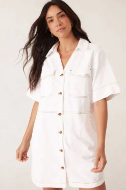 Ceres Life Side Pocket Boxy Dress - Fresh Ecru