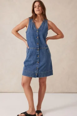 Ceres Life Side Pocket Mini Shift Dress - Fresh Indigo