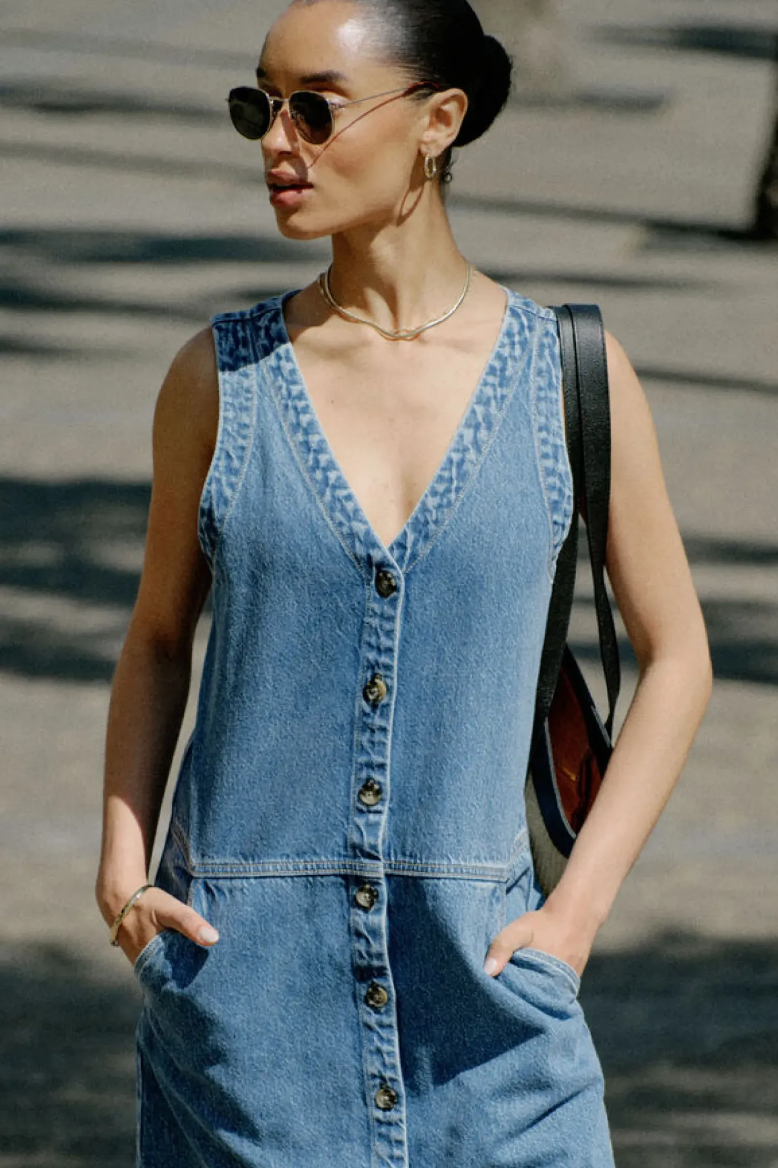 Ceres Life Side Pocket Mini Shift Dress - Fresh Indigo