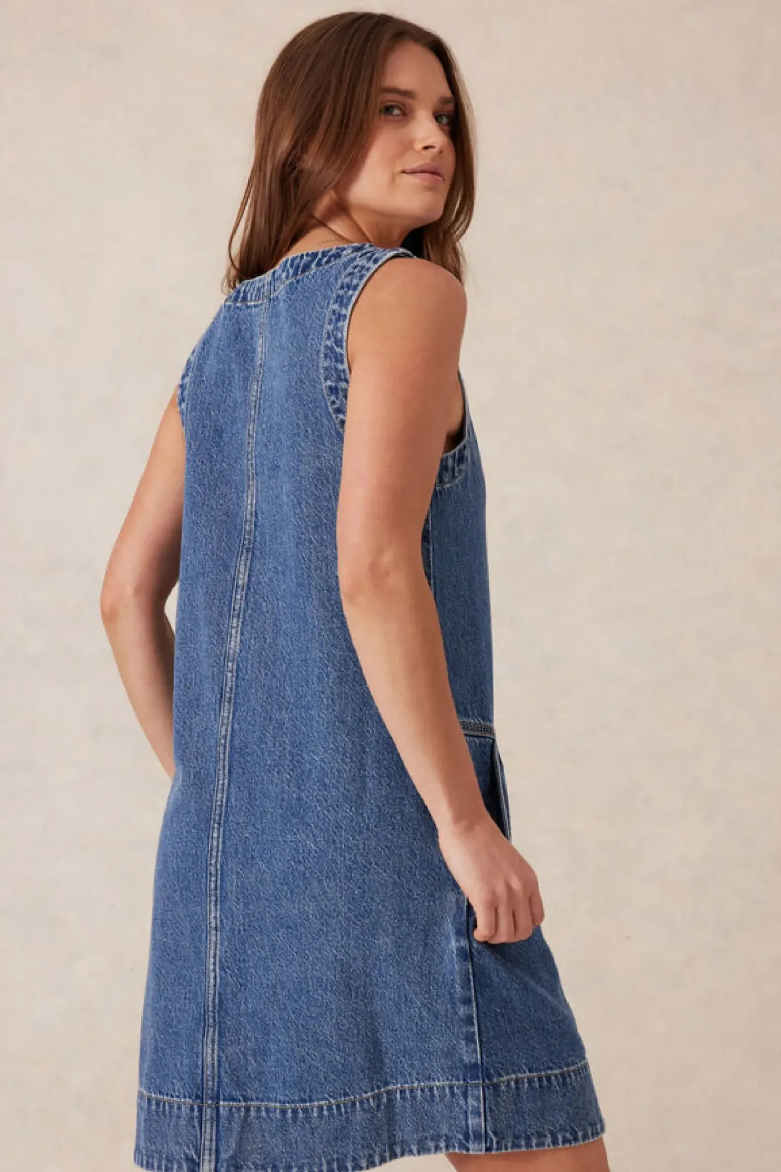Ceres Life Side Pocket Mini Shift Dress - Fresh Indigo