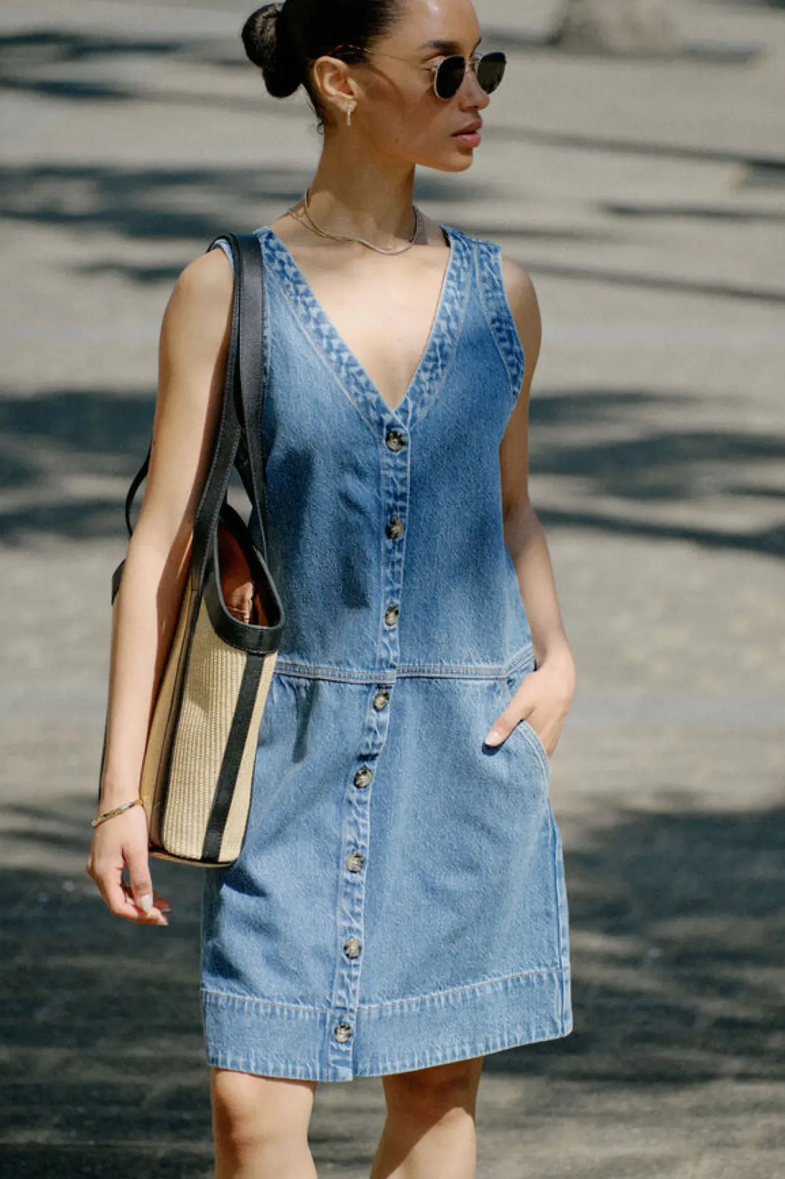 Ceres Life Side Pocket Mini Shift Dress - Fresh Indigo