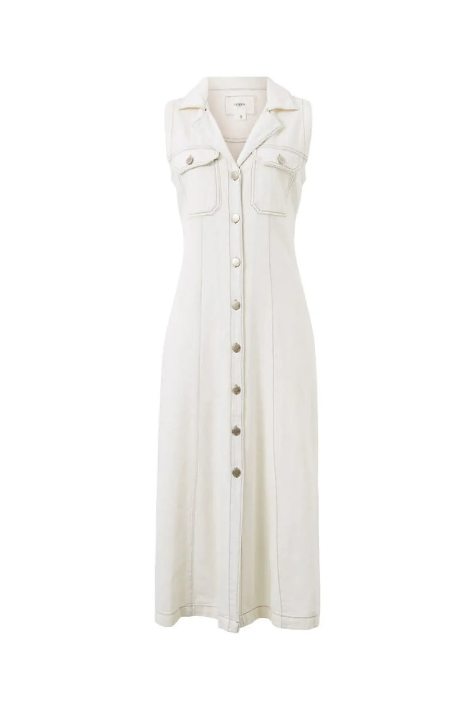 Ceres Life Sleeveless Panelled Midi Shirt Dress - Fresh Ecru