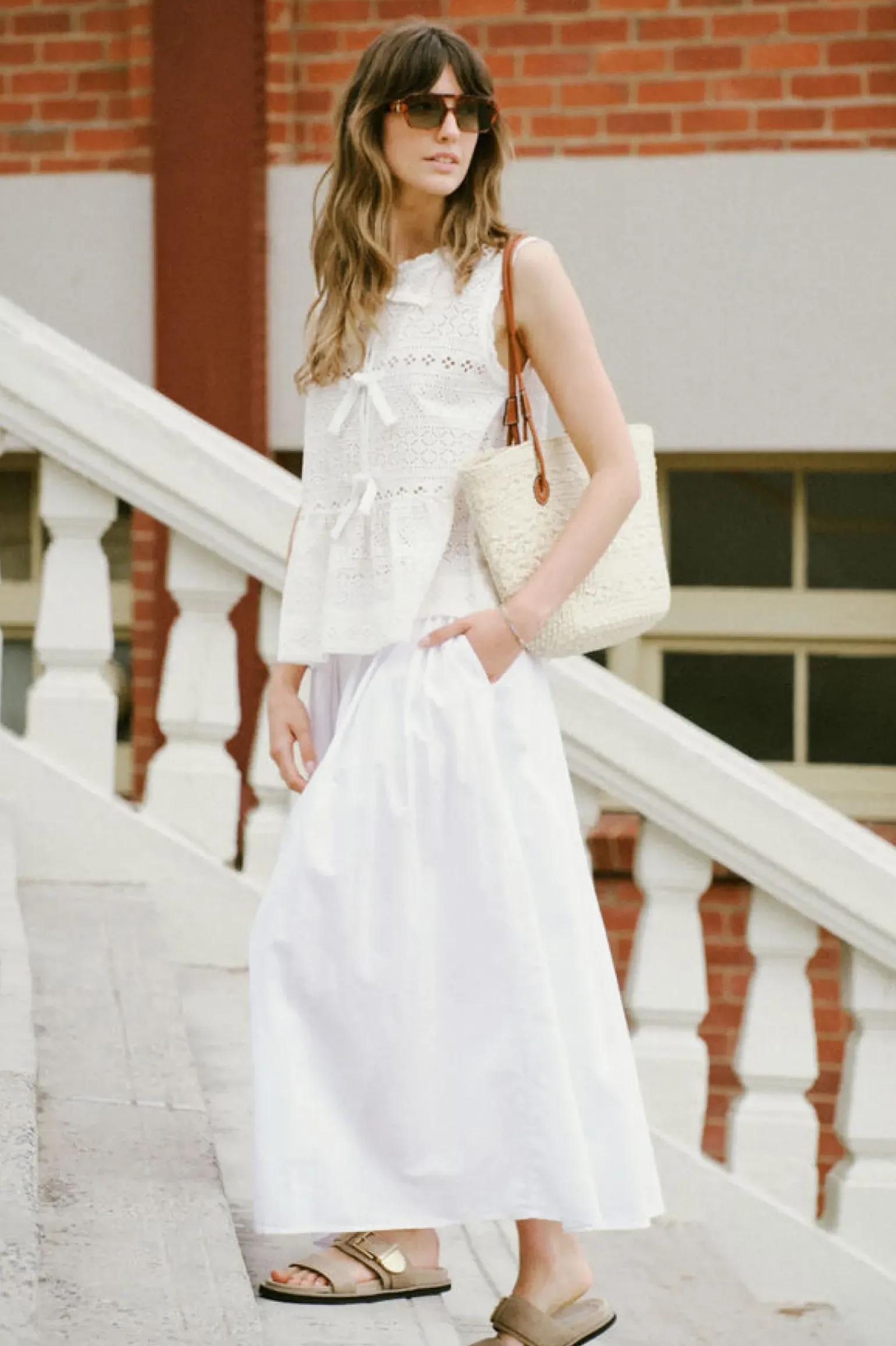 Ceres Life Sleeveless Tie Top - White