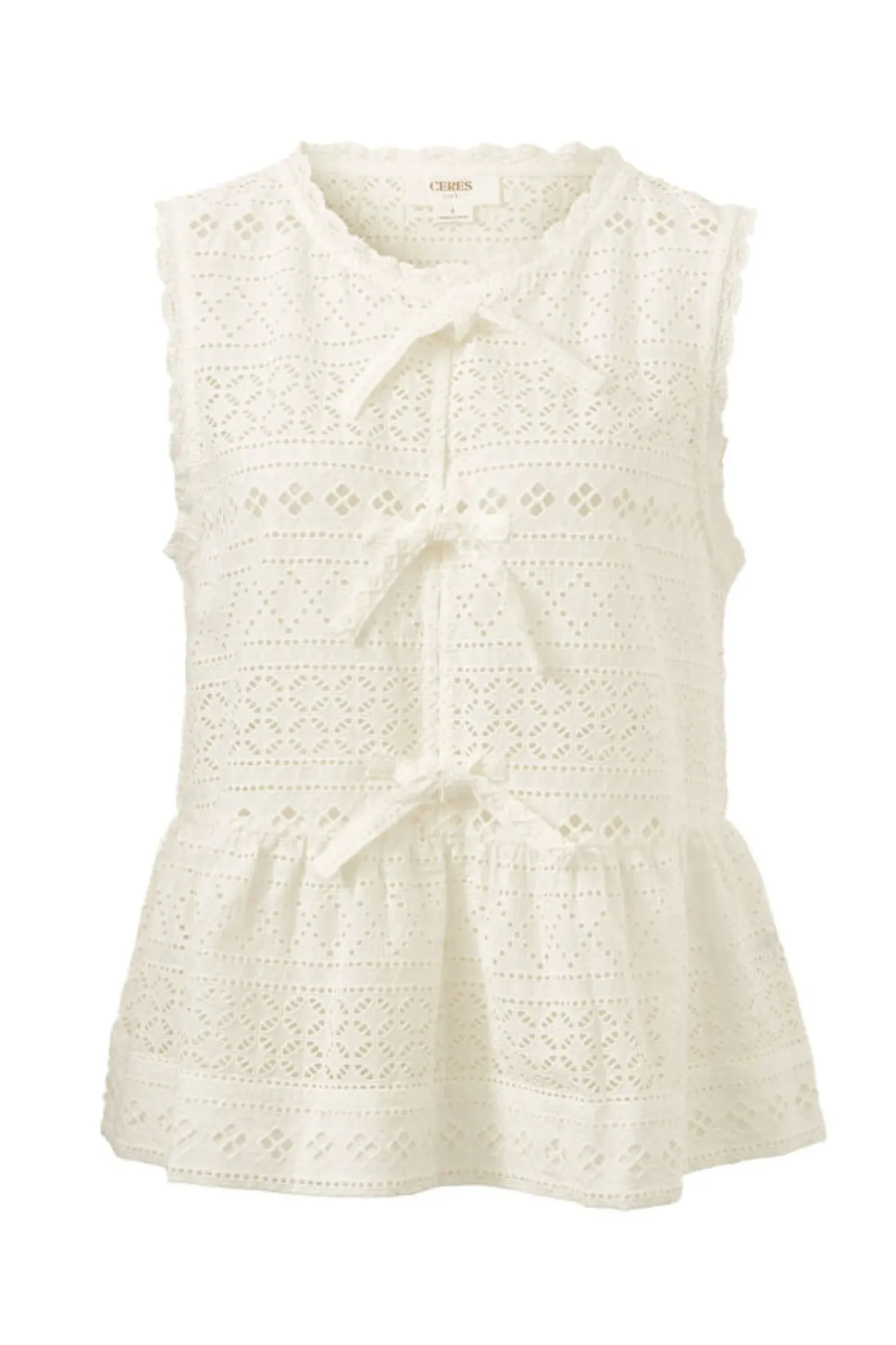 Ceres Life Sleeveless Tie Top - White