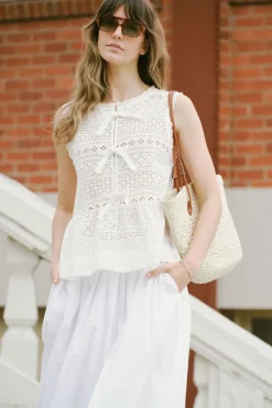 Ceres Life Sleeveless Tie Top - White