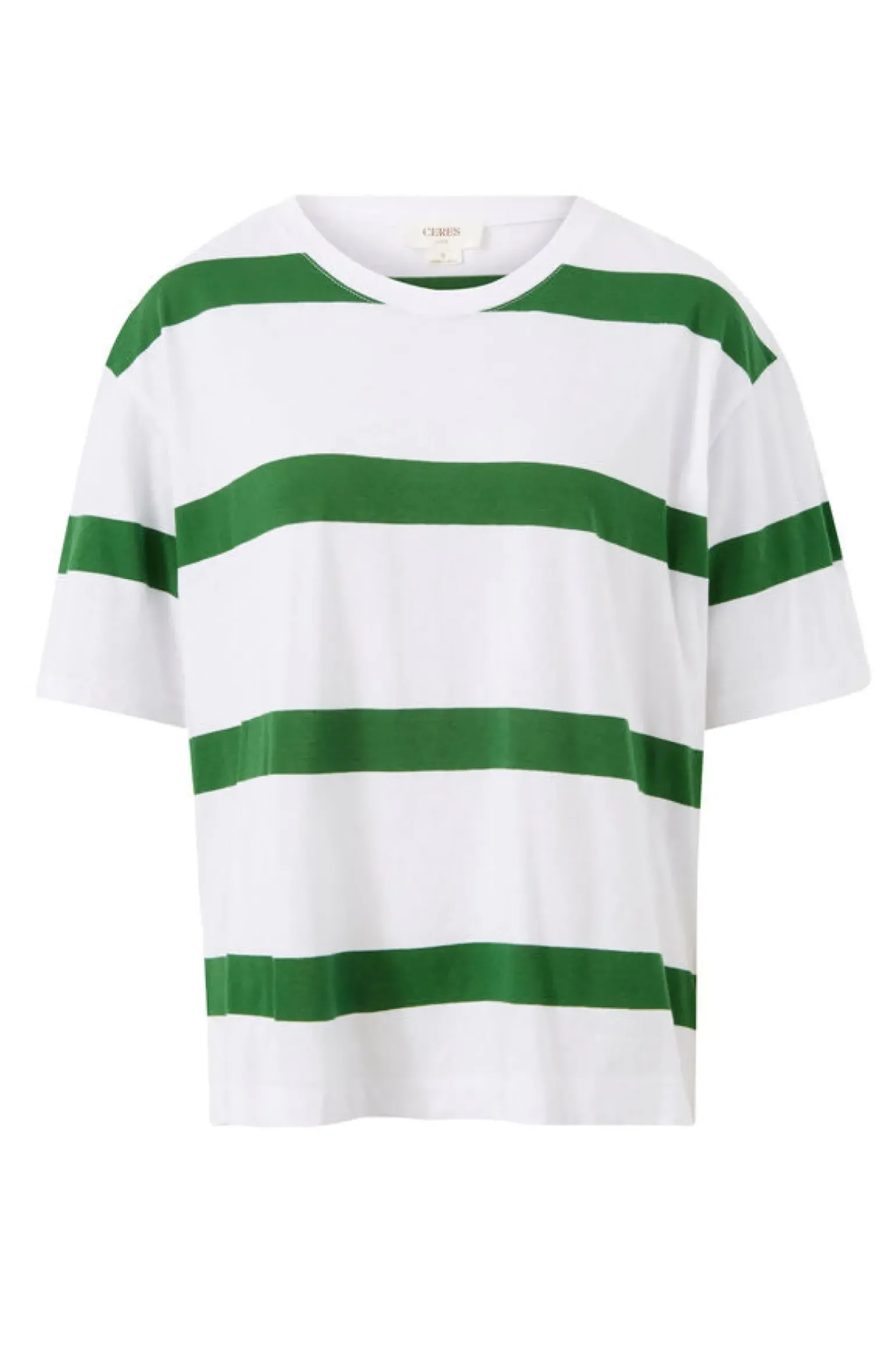 Ceres Life Slouchy Split Hem Tee - Winter Green Bold Stripe