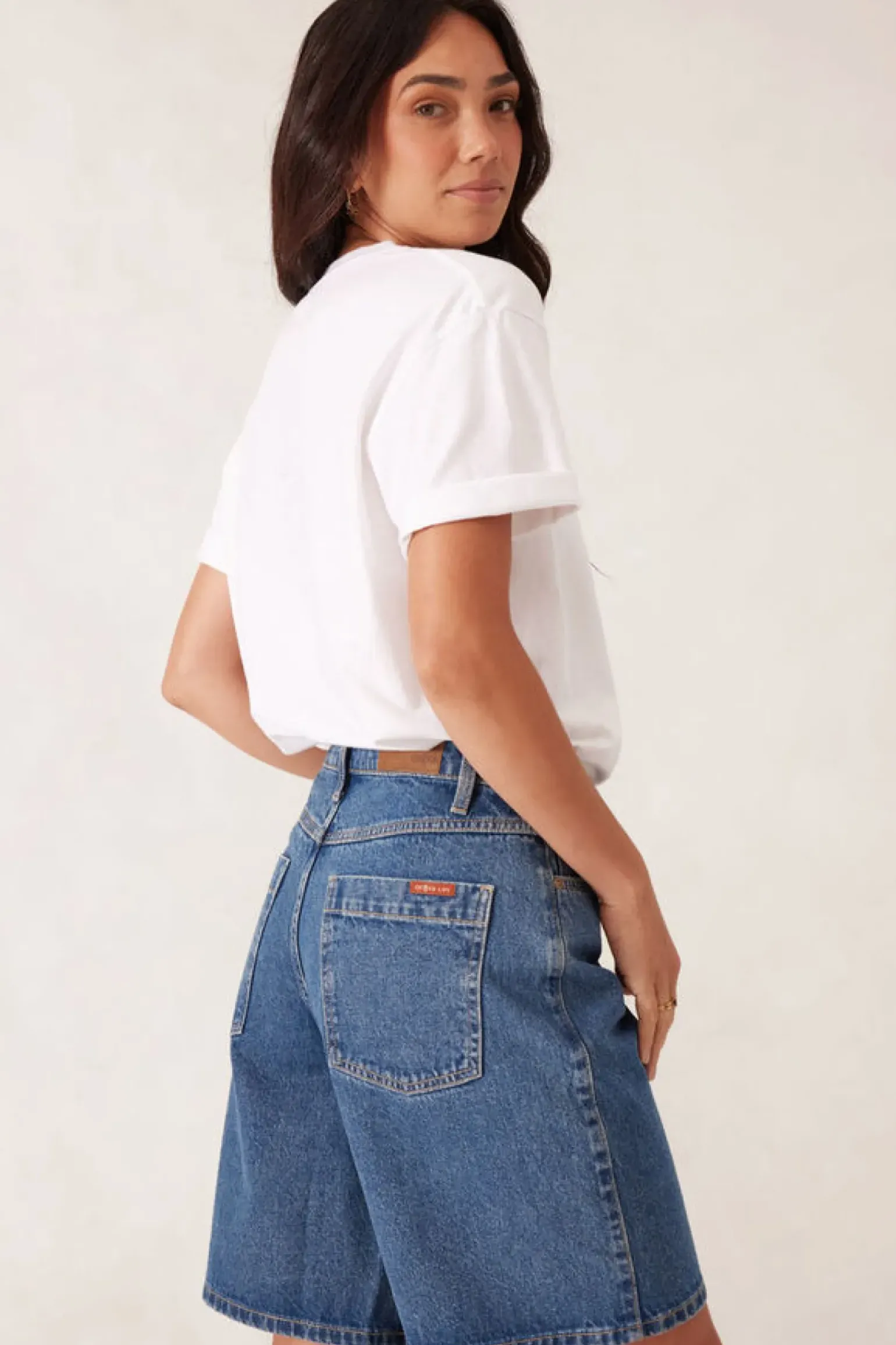 Ceres Life Slouchy Split Hem Tee - White/Ceres Varisty Pool Blue
