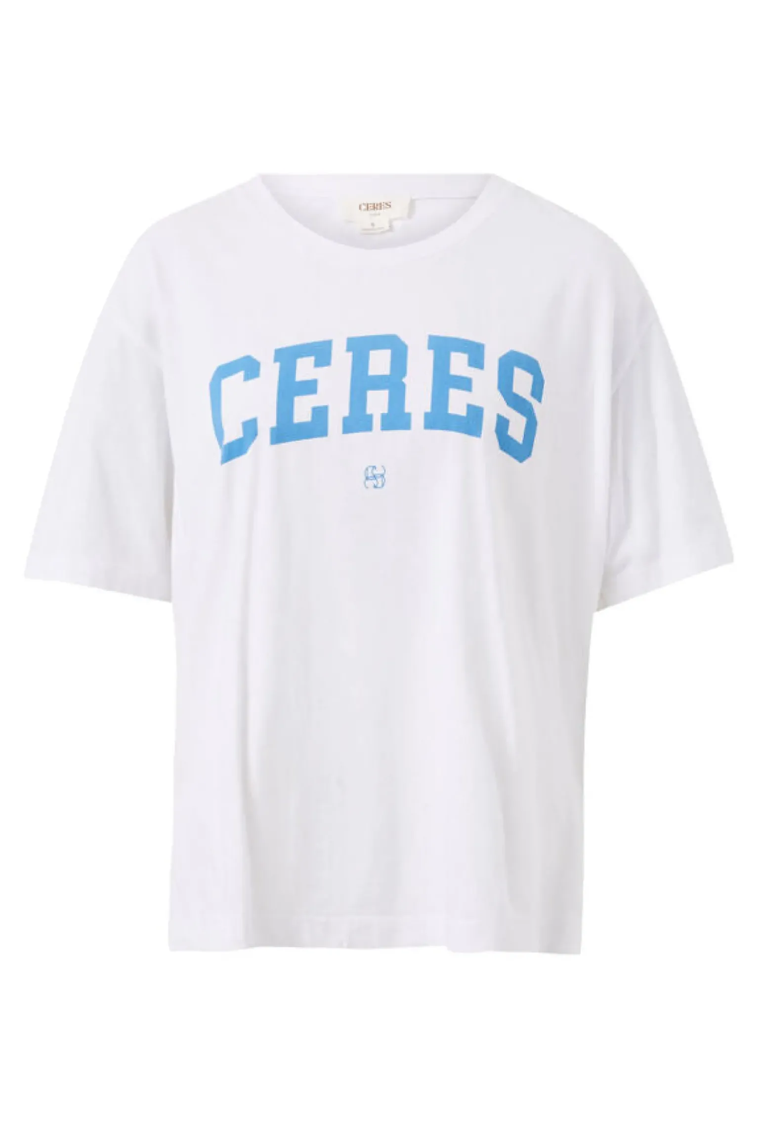 Ceres Life Slouchy Split Hem Tee - White/Ceres Varisty Pool Blue