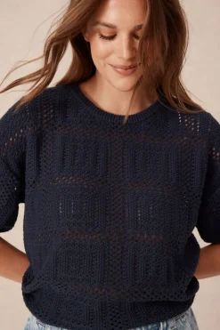 Ceres Life Square Knit Boxy Tee - New Navy