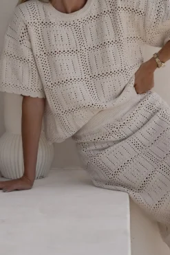 Ceres Life Square Knit Boxy Tee - Ecru