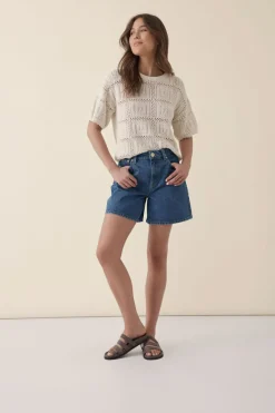 Ceres Life Square Knit Boxy Tee - Ecru