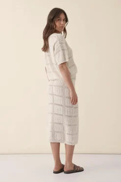 Ceres Life Square Knit Midi Skirt - Ecru