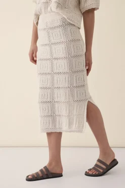 Ceres Life Square Knit Midi Skirt - Ecru