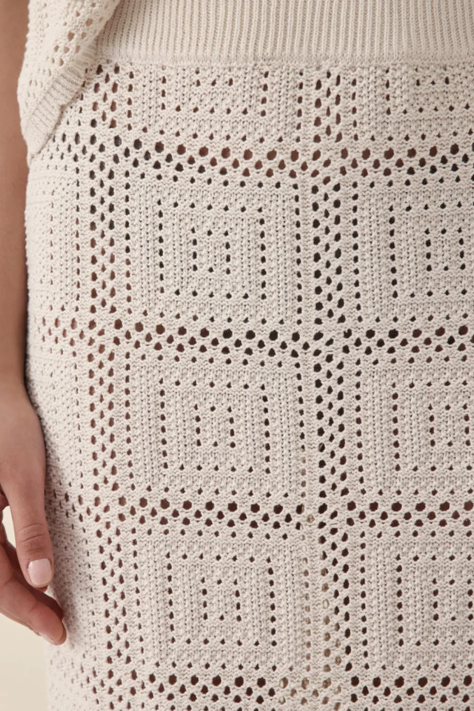 Ceres Life Square Knit Midi Skirt - Ecru
