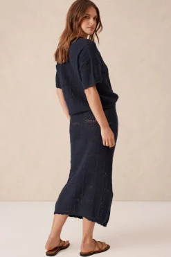 Ceres Life Square Knit Midi Skirt - New Navy