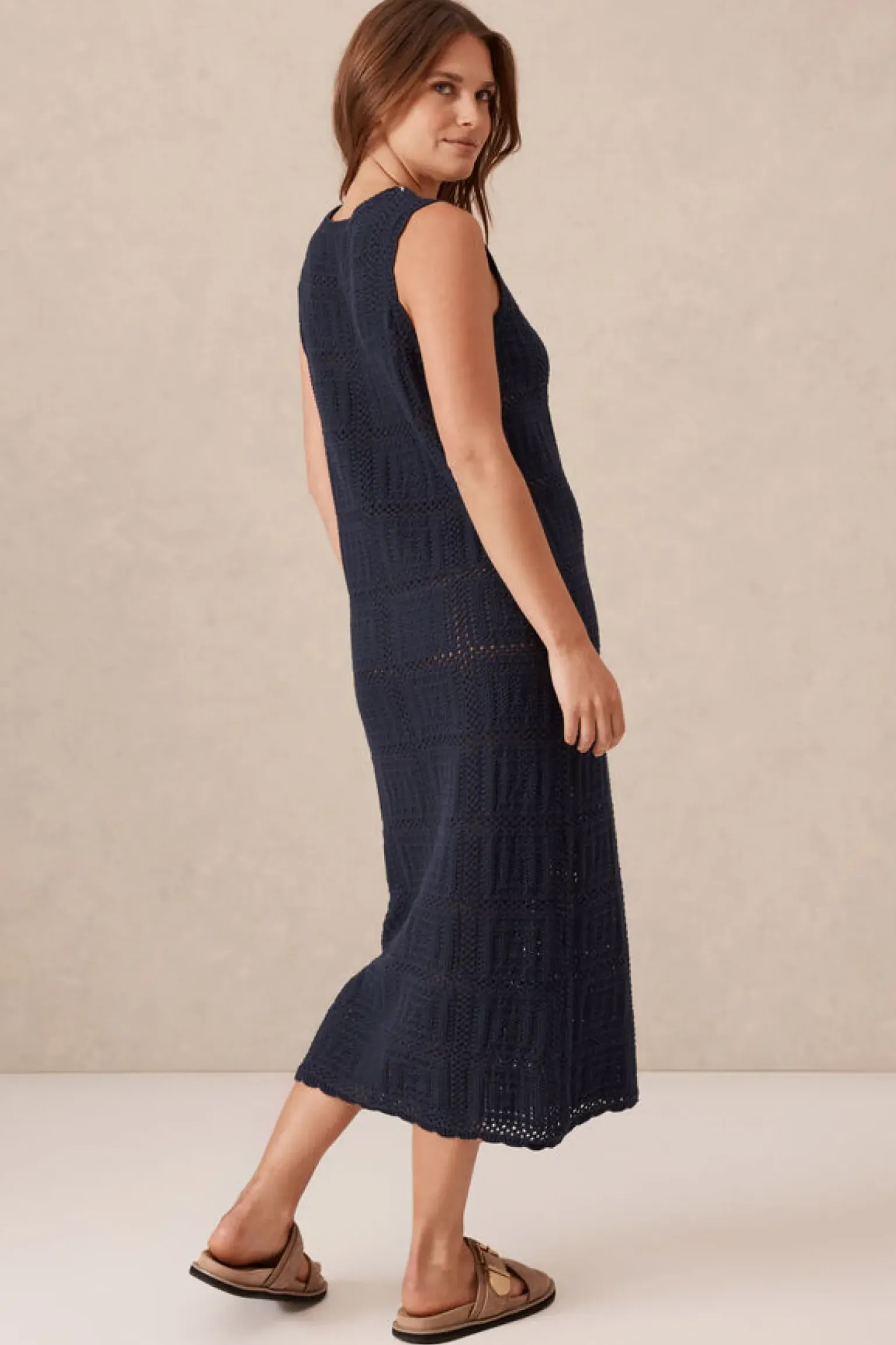 Ceres Life Square Knit Midi Tank Dress - New Navy