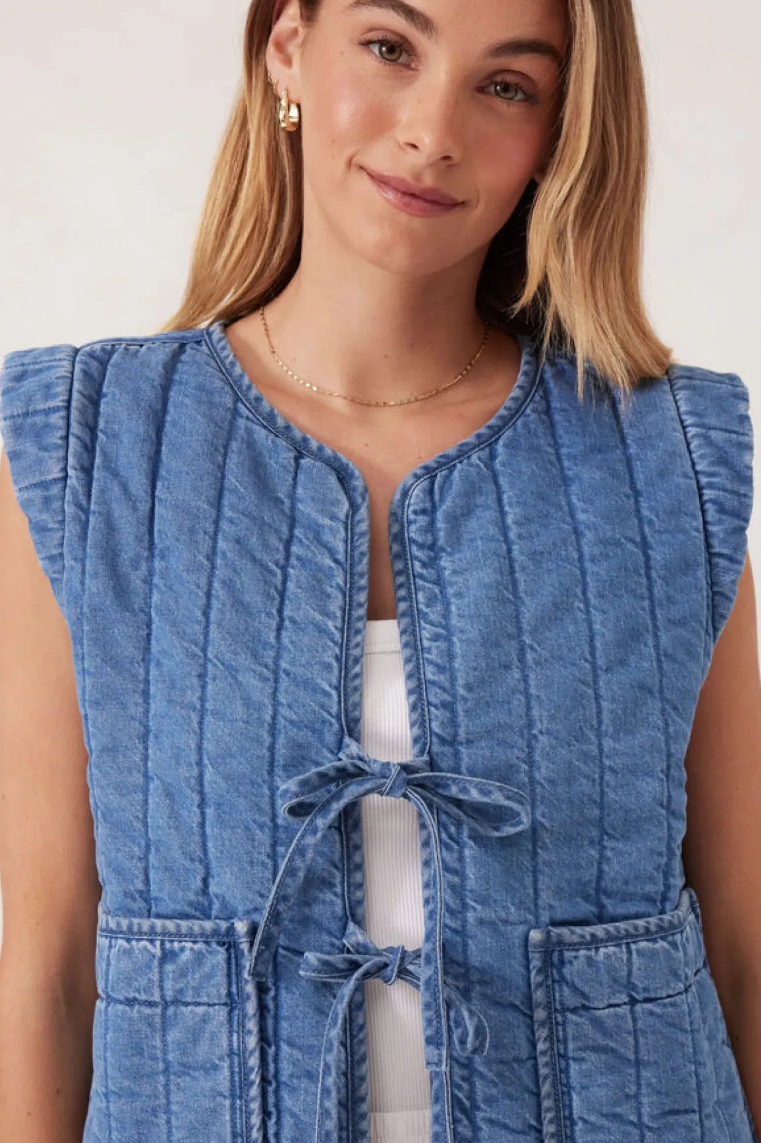 Ceres Life Tie Quilted Vest - Worn Blue