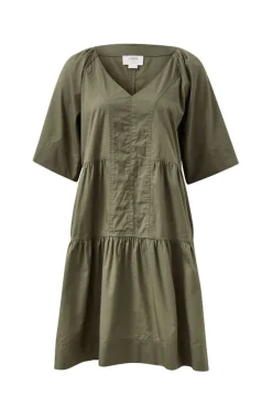 Ceres Life Tiered Poplin Mini Dress - Soft Olive