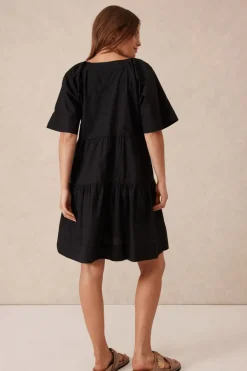 Ceres Life Tiered Poplin Mini Dress - Black