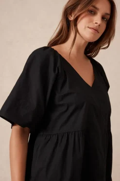 Ceres Life Tiered Poplin Mini Dress - Black