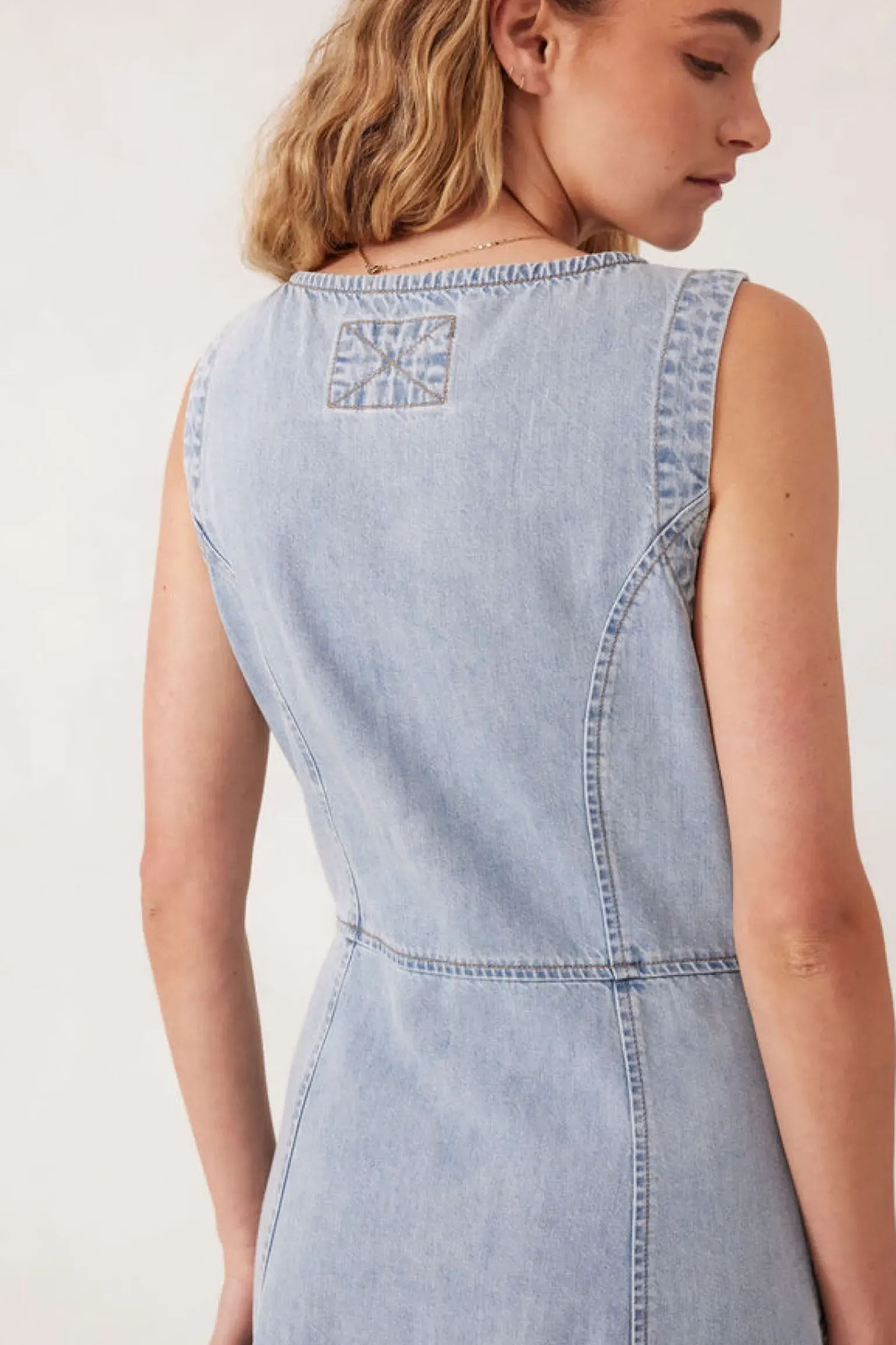 Ceres Life V Neck Flared Midi Dress - Worn Blue