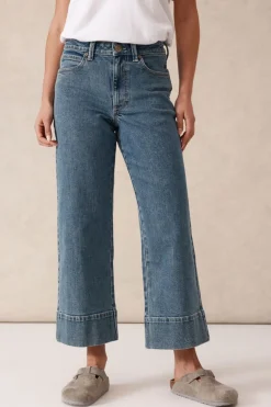 Ceres Life Wide Leg Crop Jean - Mid Indigo