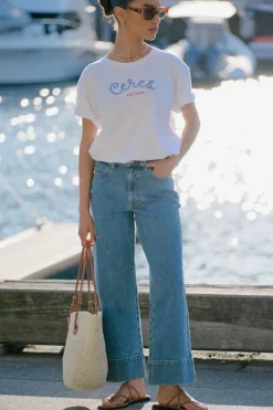 Ceres Life Wide Leg Crop Jean - Mid Indigo