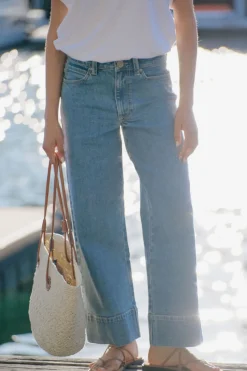 Ceres Life Wide Leg Crop Jean - Mid Indigo