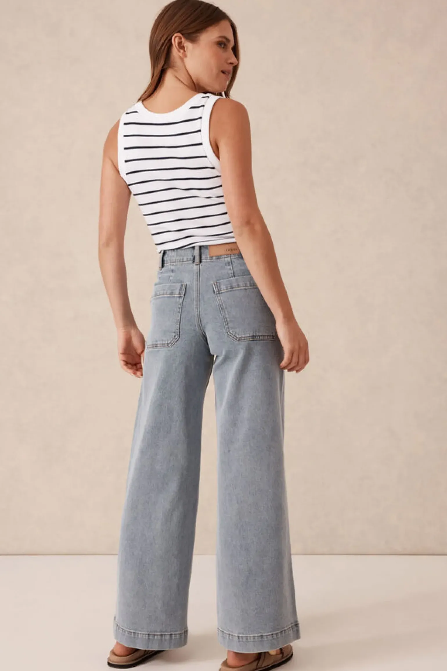 Ceres Life Wide Leg Front Pocket Jean - Vintage Blue