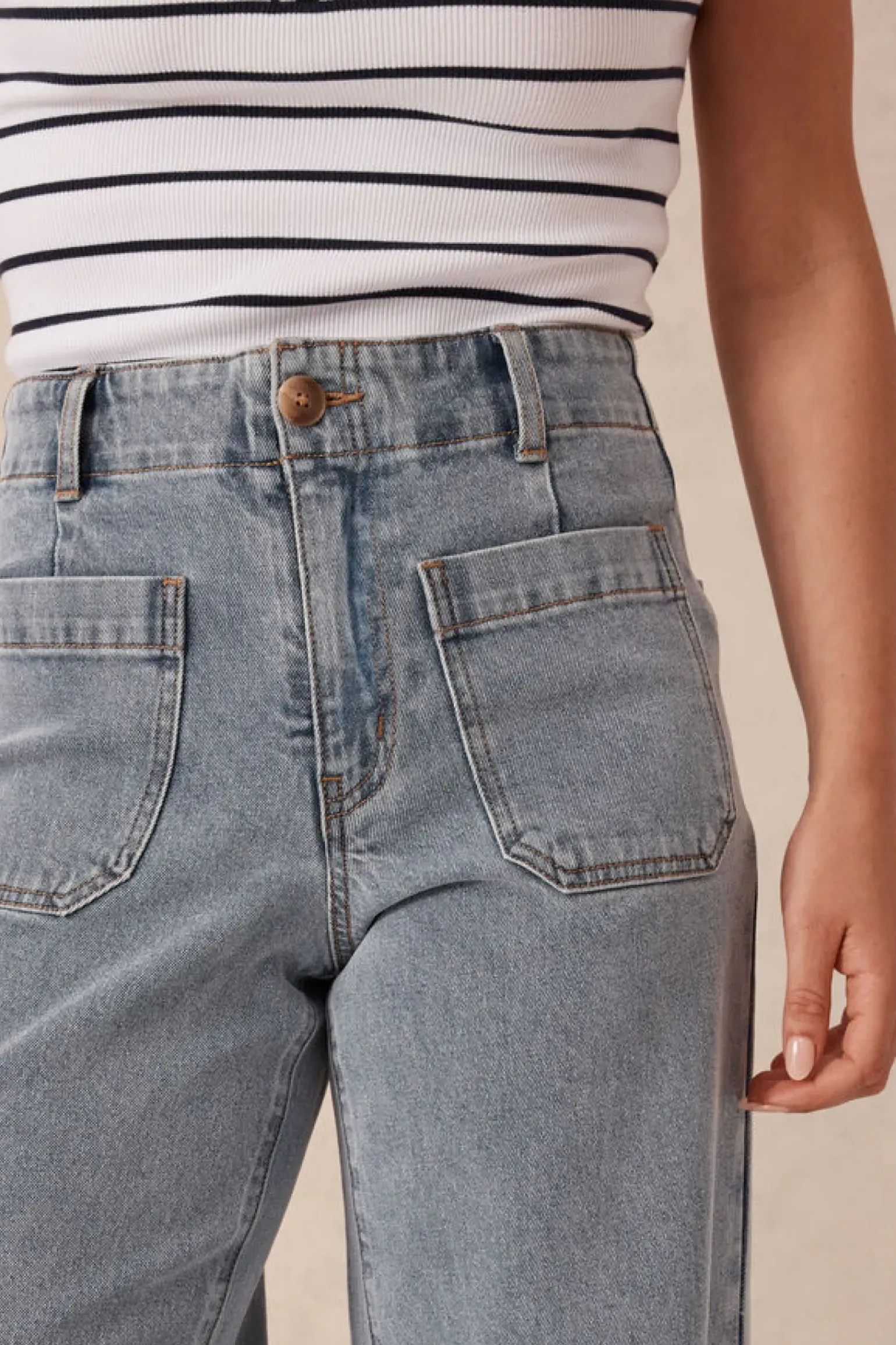 Ceres Life Wide Leg Front Pocket Jean - Vintage Blue