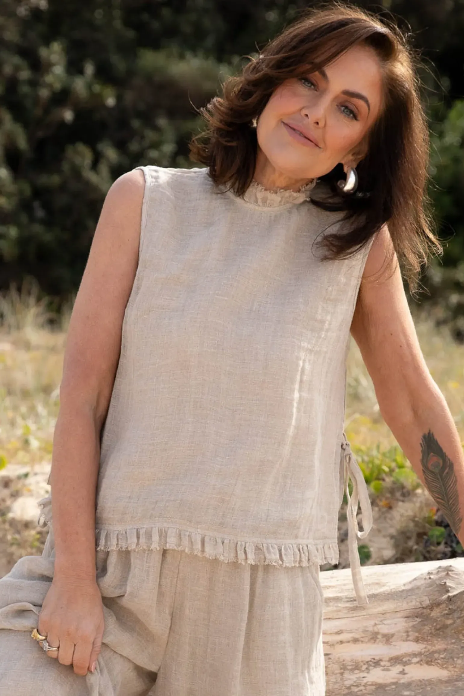 Eadie Nadia Linen Top - Natural