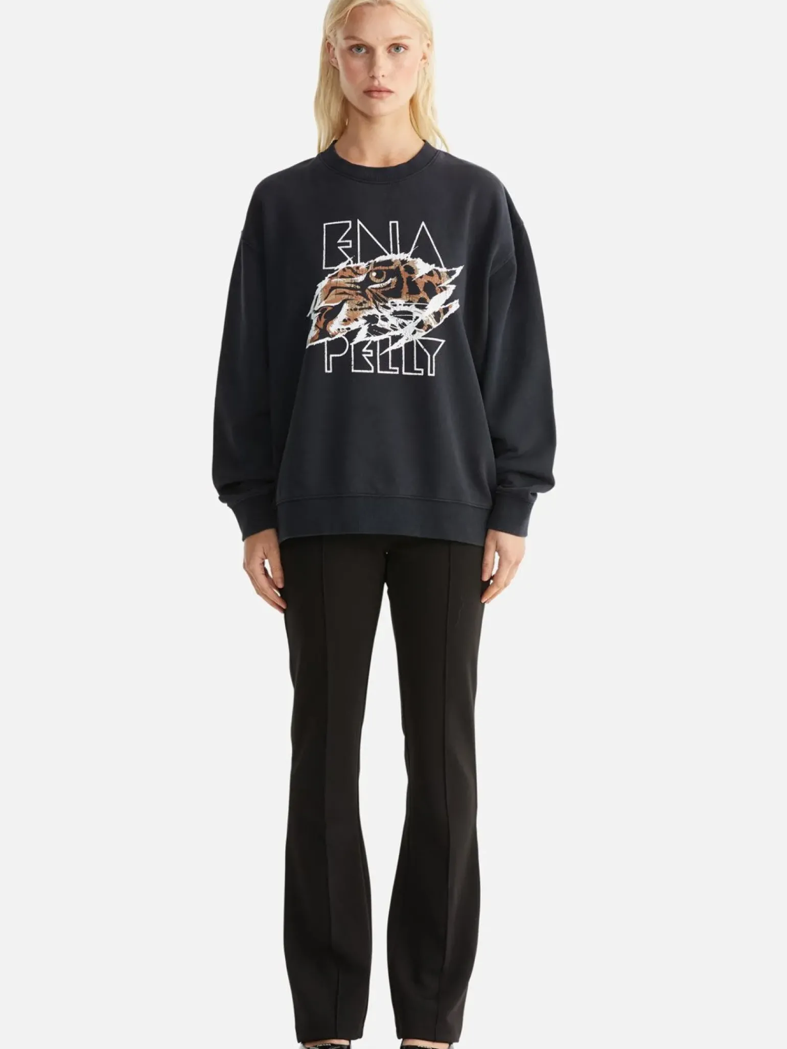 Ena Pelly Lilly Oversized Sweater Tigers Eye - Vintage Black