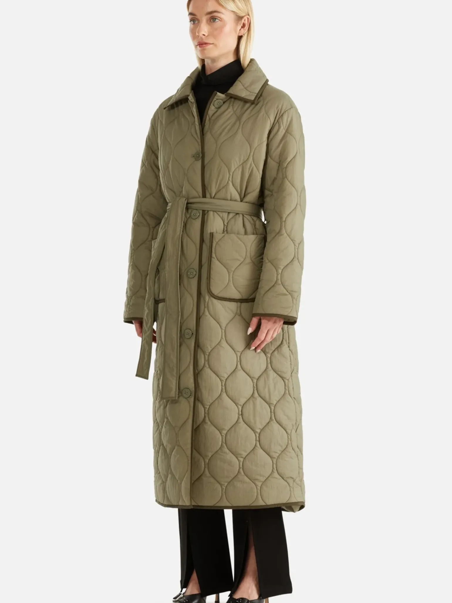 Ena Pelly Louise Quilted Puffer Jacket - Hunter Green