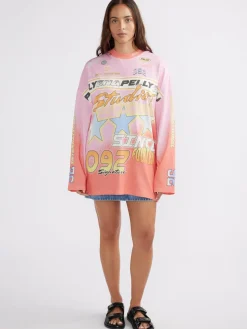Ena Pelly Moto Long Sleeve Tee Dress - Multi