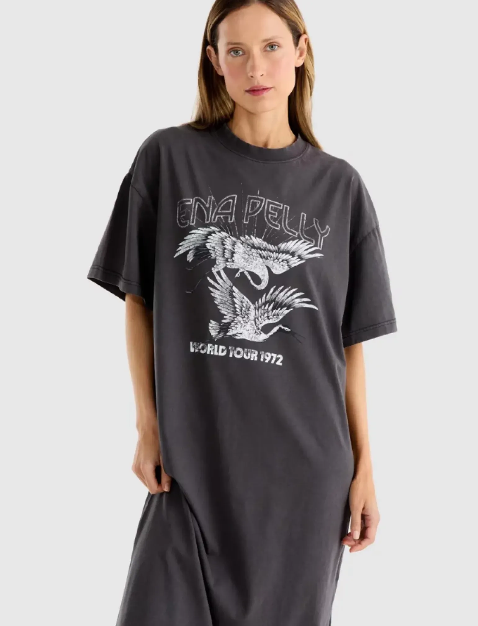 Ena Pelly World Tour Tee Dress - Faded Black