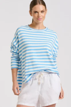 Est 1971 Raw Summer Sweatshirt - Blue/White Stripe