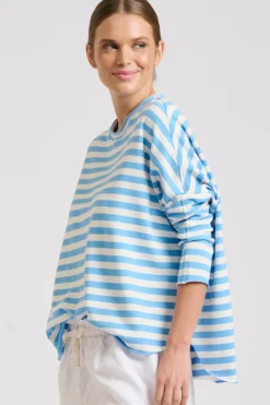 Est 1971 Raw Summer Sweatshirt - Blue/White Stripe
