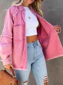 Eyes On Floyd Trixie Shirt Denim Jacket - Pink
