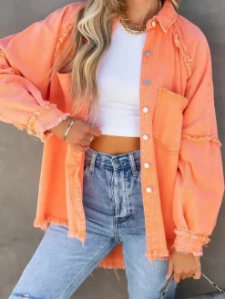 Eyes On Floyd Trixie Shirt Denim Jacket - Orange