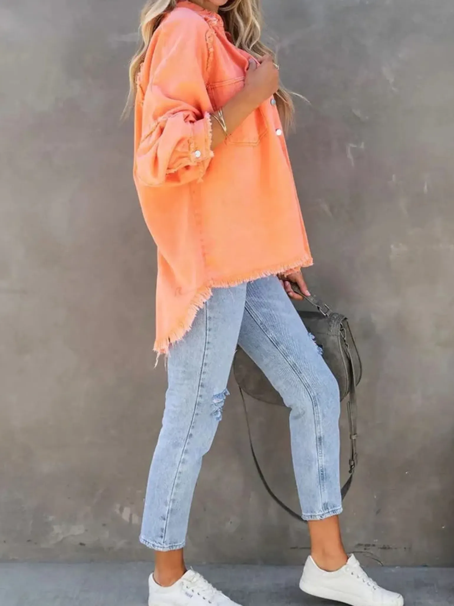 Eyes On Floyd Trixie Shirt Denim Jacket - Orange