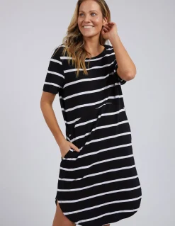 Foxwood Bay Stripe Dress- Black/White Stripe