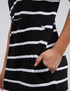 Foxwood Bay Stripe Dress- Black/White Stripe