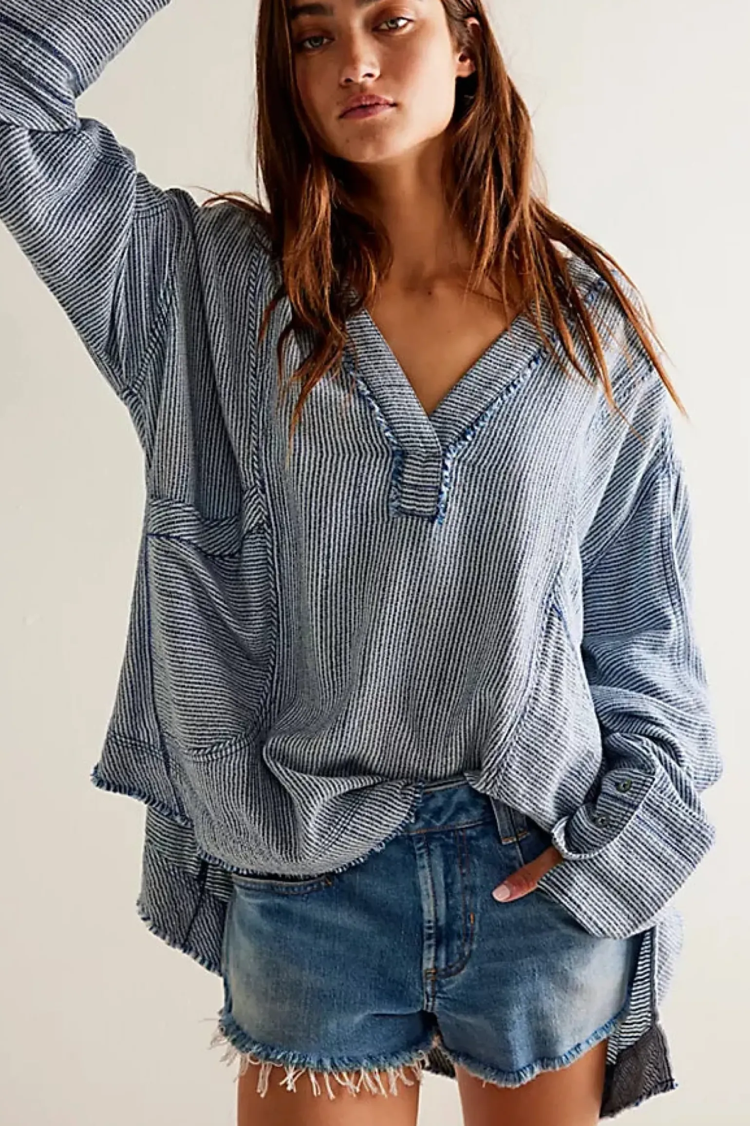 Free People By The Shore Shirt - Indigo Stripe