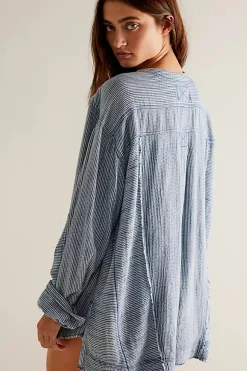 Free People By The Shore Shirt - Indigo Stripe