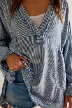 Free People By The Shore Shirt - Indigo Stripe