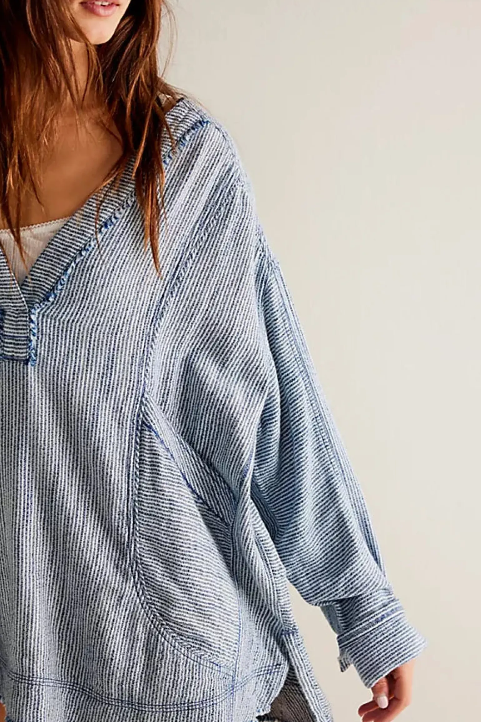 Free People By The Shore Shirt - Indigo Stripe