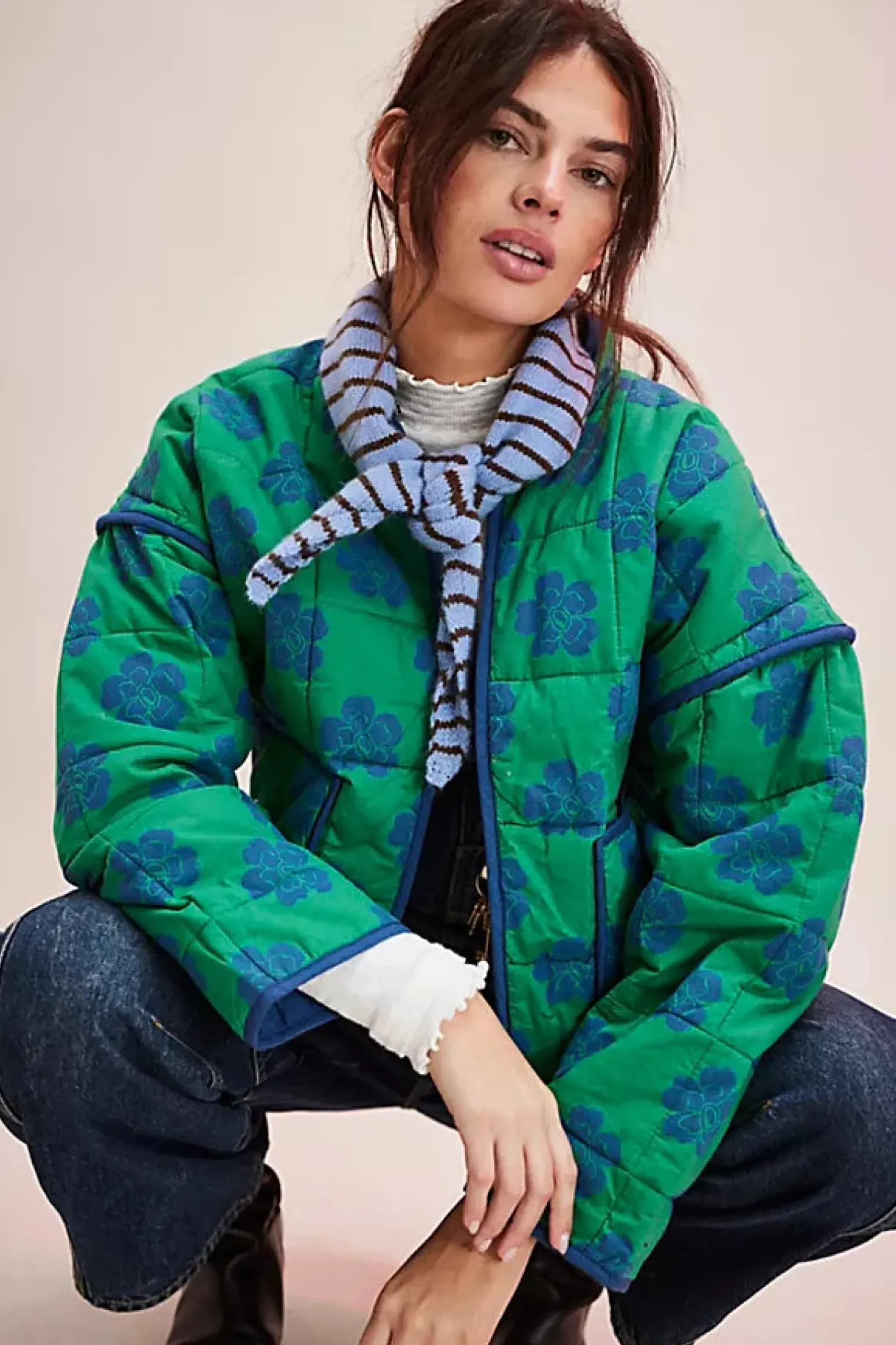 Free People Chloe Jacket - Grass Combo